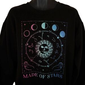 Zodiac Sign Chart Sweatshirt Mens Size Medium Black Astrology Made Of Stars